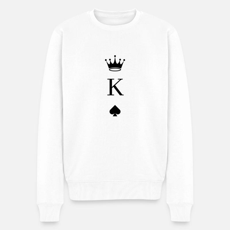 Spielkarte Pik König - Männer Premium Bio Pullover - Weiß