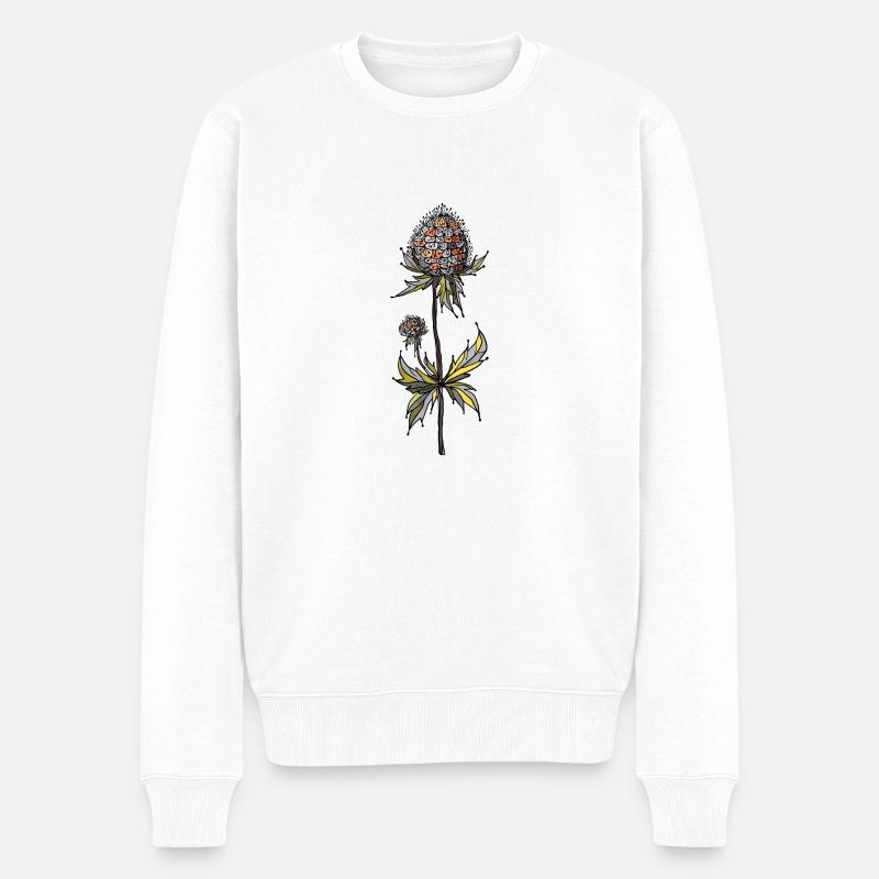 Blume - Männer Premium Bio Pullover - Weiß