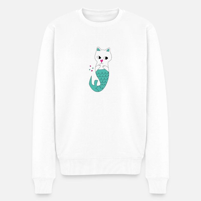 Chat Sirène - Pull Premium bio Homme - blanc