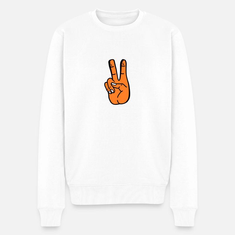 Peace orange hand - Pull Premium bio Homme - blanc