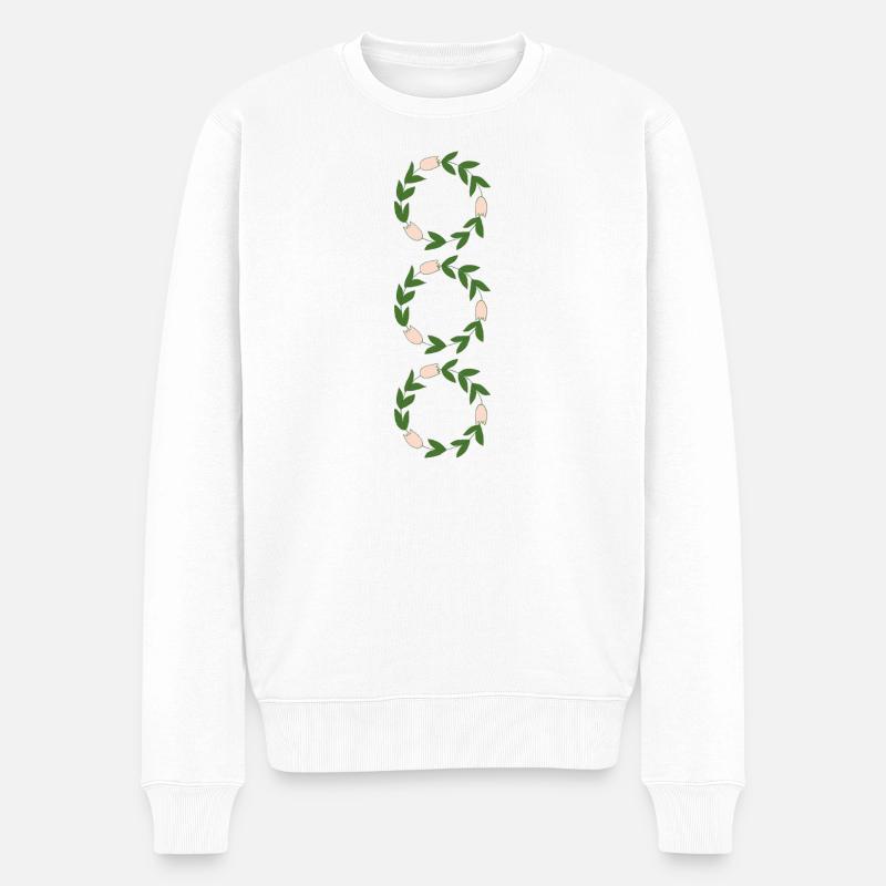 Couronne florale de tulipes roses - Pull Premium bio Homme - blanc