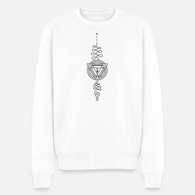 Secret Totem – Mystische Geometrie - Männer Premium Bio Pullover - Weiß