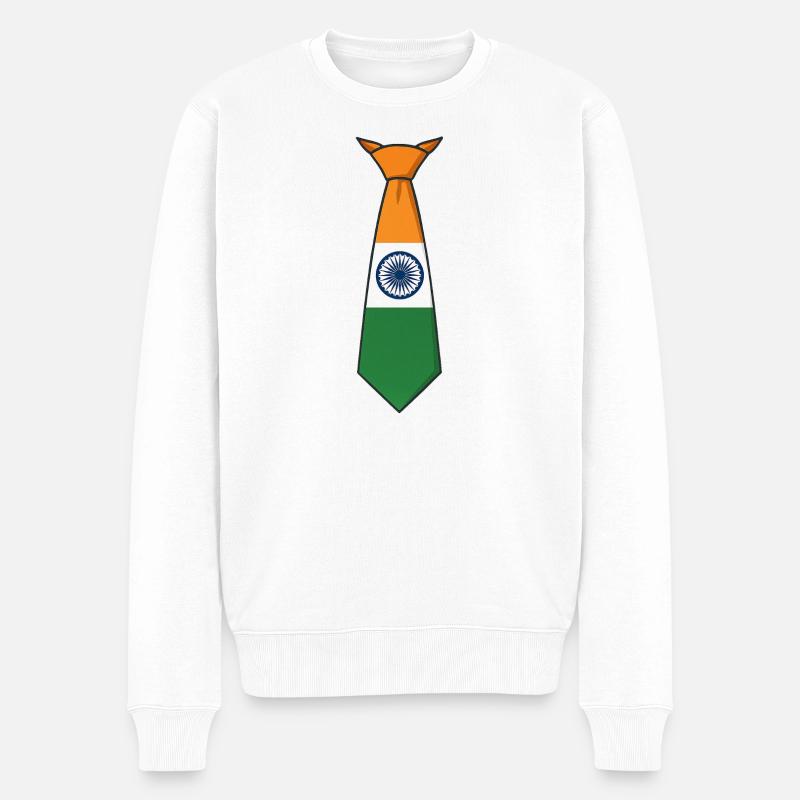 India Tie – Flaggendesign - Männer Premium Bio Pullover - Weiß
