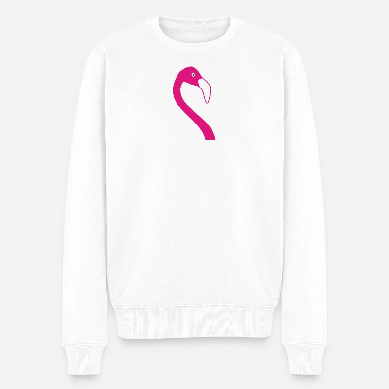 Pink Flamingo Silhouette - Männer Premium Bio Pullover - Weiß