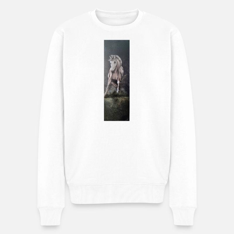 Wild horse - Männer Premium Bio Pullover - Weiß
