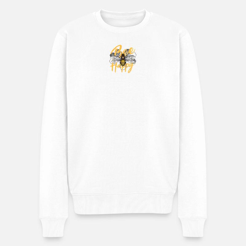 Bienenglückliche Illustration - Männer Premium Bio Pullover - Weiß