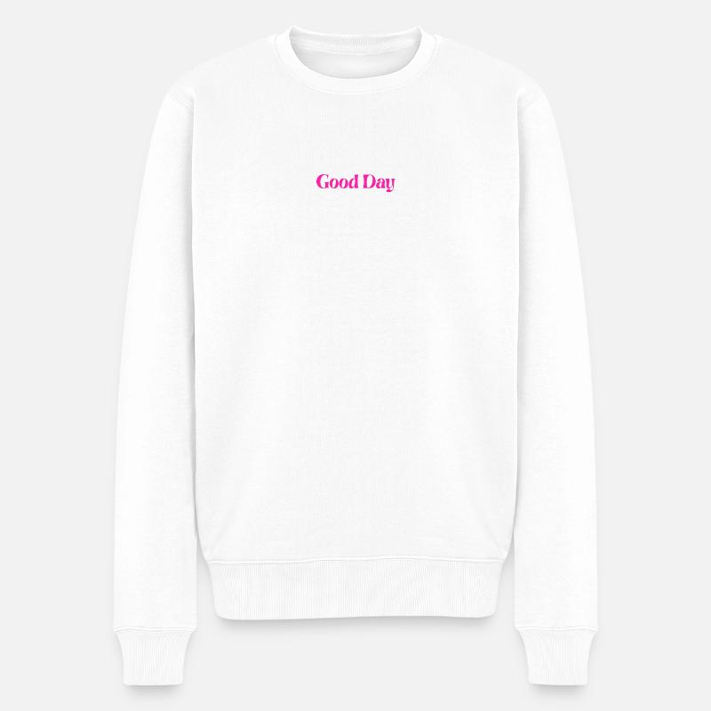 Happy Day Pink Retro - Männer Premium Bio Pullover - Weiß
