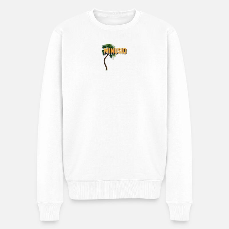 Palmier tropical avec inscription Minusio - Pull Premium bio Homme - blanc