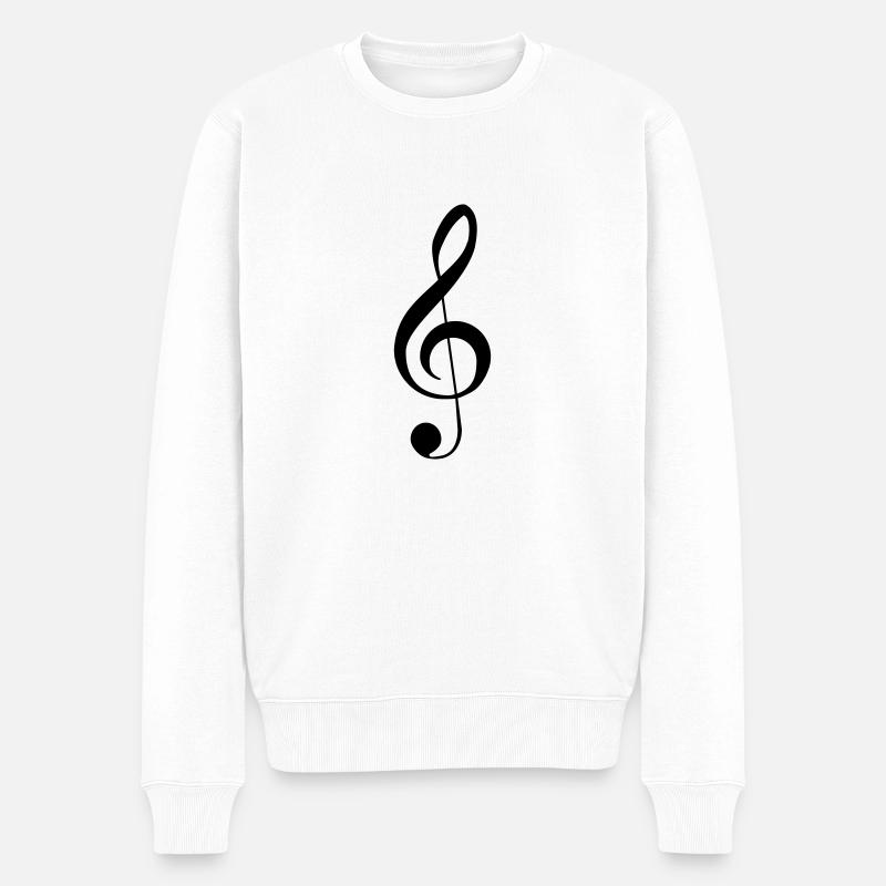 Clef Music Notes - Pull Premium bio Homme - blanc