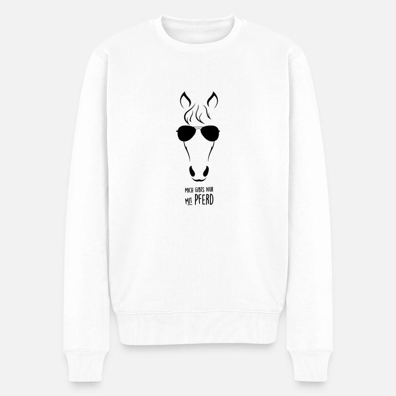 NUR mit PFERD - Männer Premium Bio Pullover - Weiß