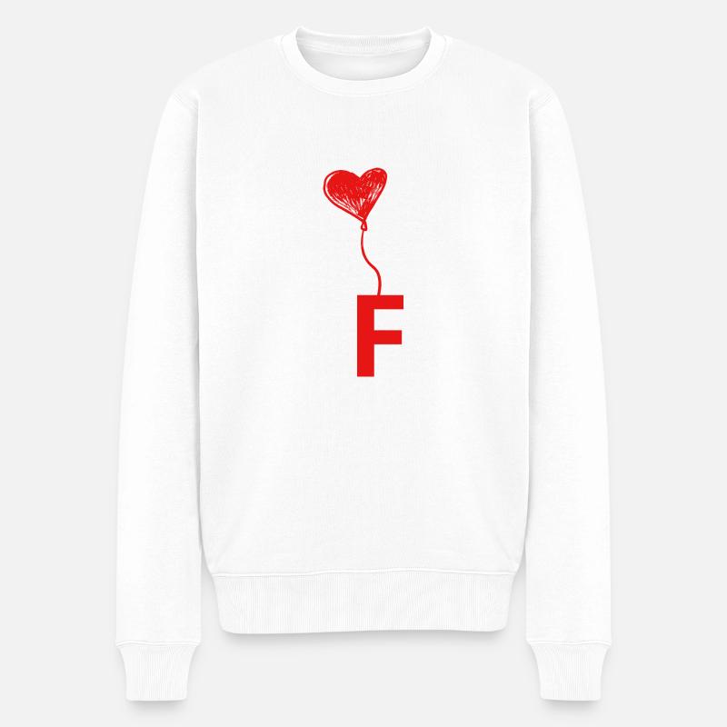 Buchstabe f Herz - Männer Premium Bio Pullover - Weiß