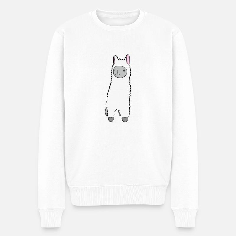 Lama Motive Jungen Mädchen Kindermode Tier Alpaka - Männer Premium Bio Pullover - Weiß