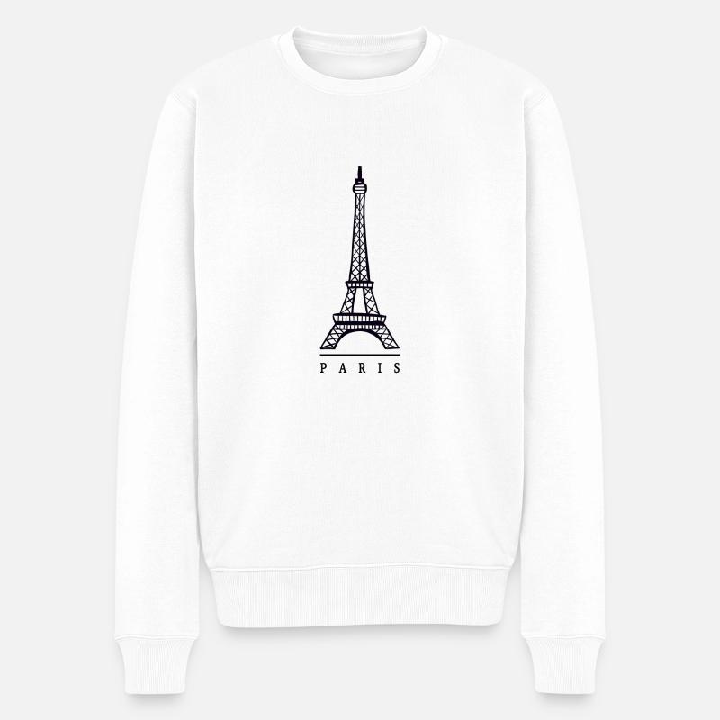 Tour Eiffel, Paris - Pull Premium bio Homme - blanc
