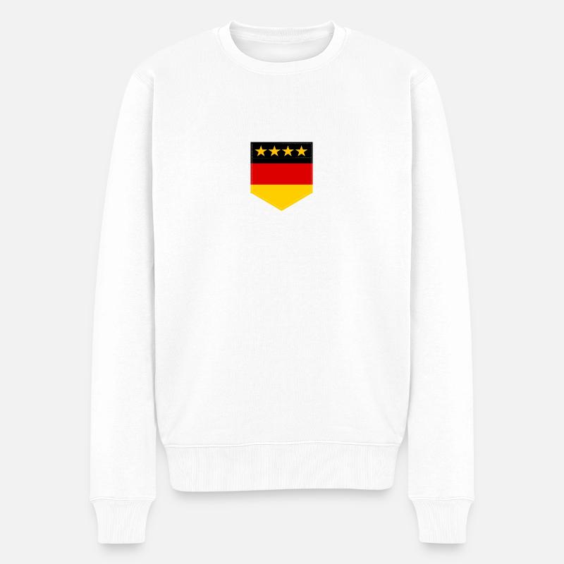 Deutschland Deutschlandfahne Hemdtasche 4 Sterne - Männer Premium Bio Pullover - Weiß