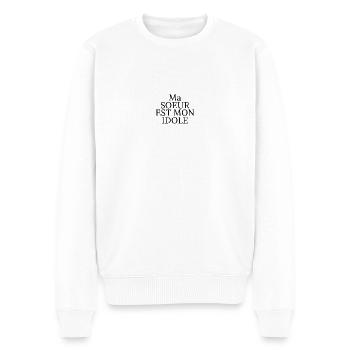 Ma sœur est mon idole - Pull Premium bio Homme - blanc - Devant - Thijin (182cm)