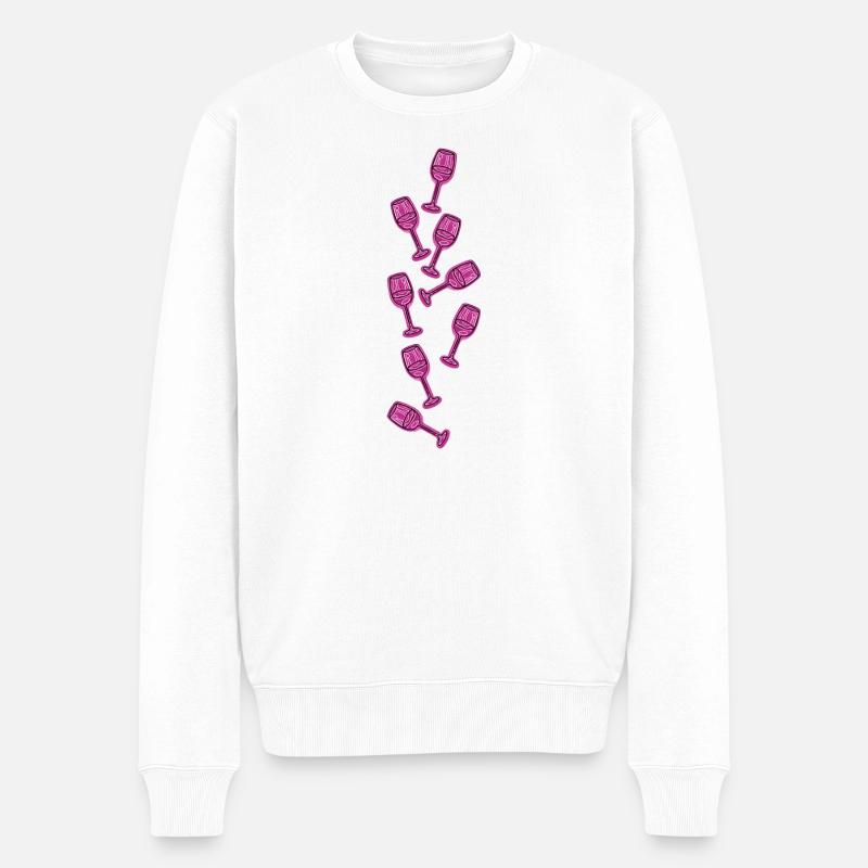 Weinglas Sektglas Symbol Wein - Männer Premium Bio Pullover - Weiß