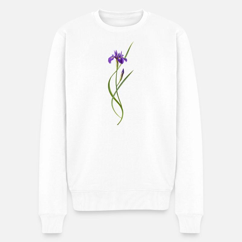 Iris dans le style zen japonais - Pull Premium bio Homme - blanc