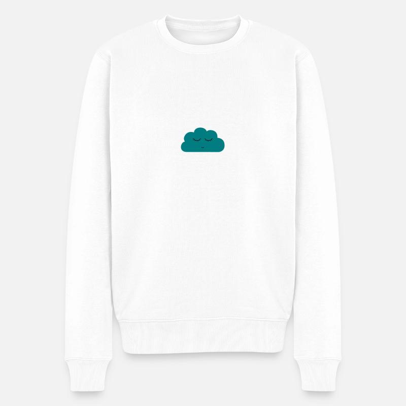 Wolke mit schlafendem Gesicht - Männer Premium Bio Pullover - Weiß
