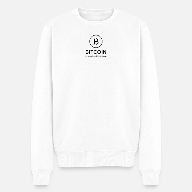 Bitcoin - dezentral, digital global - Männer Premium Bio Pullover - Weiß