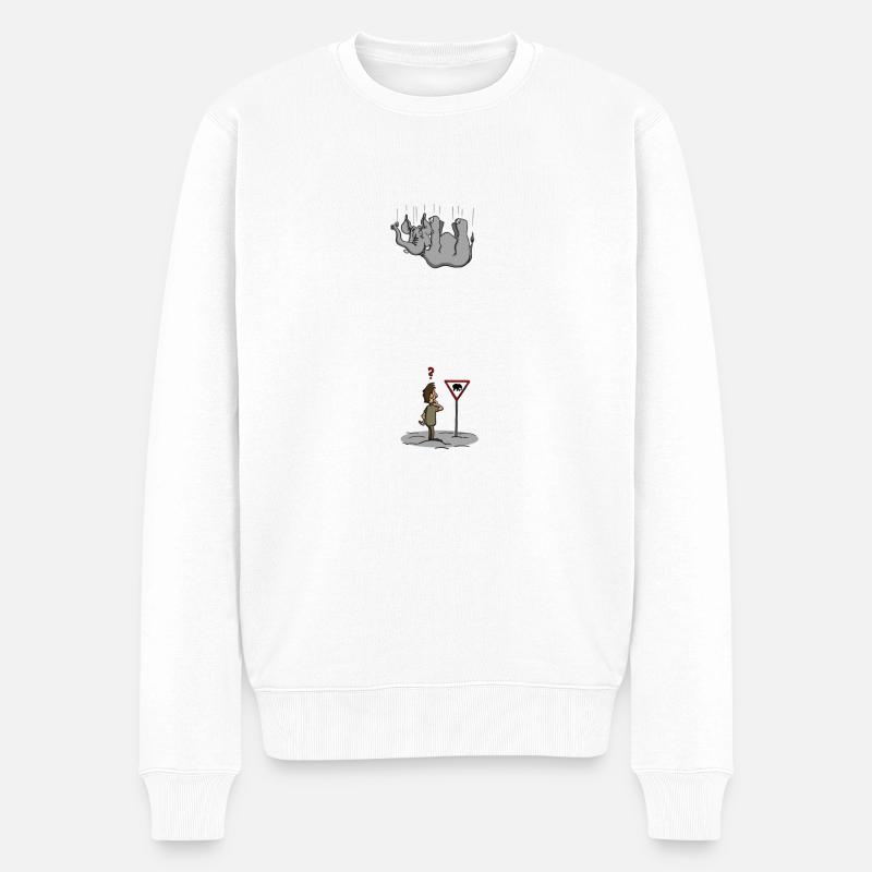 Attention éléphant! - Pull Premium bio Homme - blanc