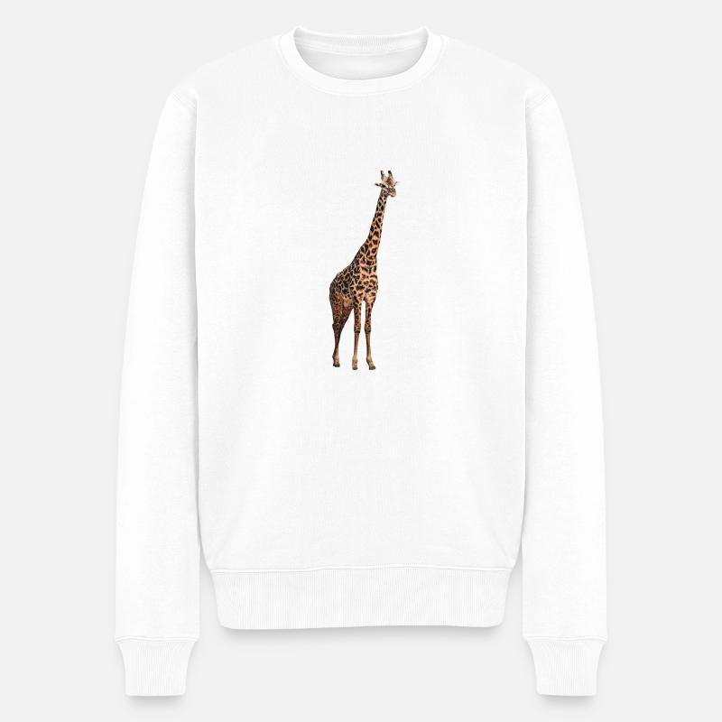 Giraffe Tier - Männer Premium Bio Pullover - Weiß