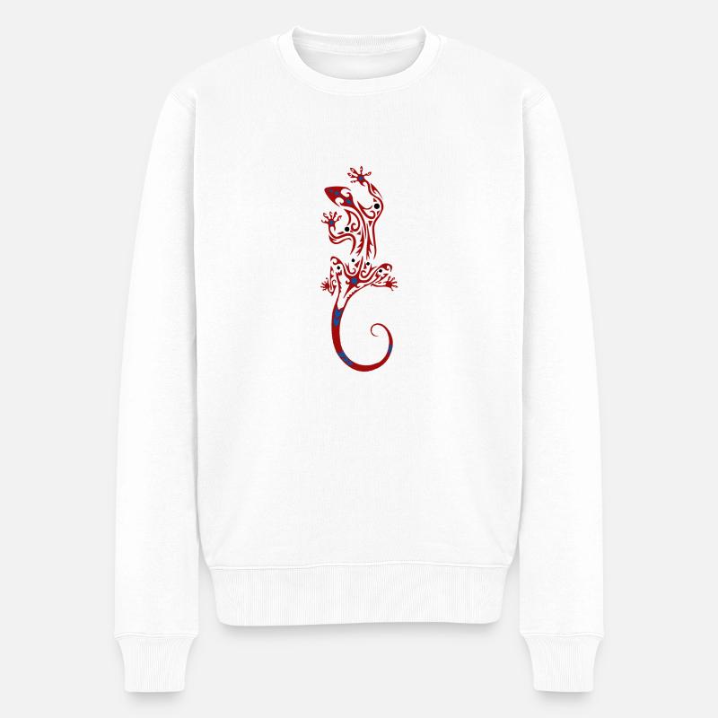 Stammes-Eidechse - Männer Premium Bio Pullover - Weiß