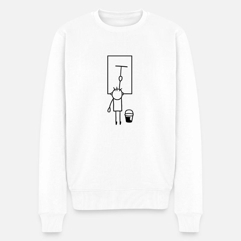 Mann putzt Fenster - Männer Premium Bio Pullover - Weiß
