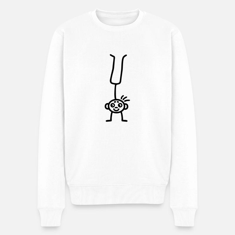 Strichmännchen turnen - Männer Premium Bio Pullover - Weiß