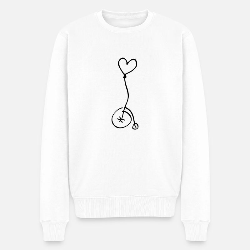 Ein Herz für Rollstuhlfahrer Silhouette Zeichnung - Männer Premium Bio Pullover - Weiß