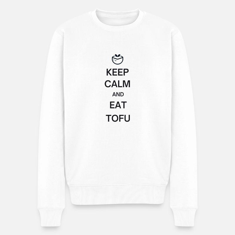 Keep Calm And Eat Tofu - Männer Premium Bio Pullover - Weiß