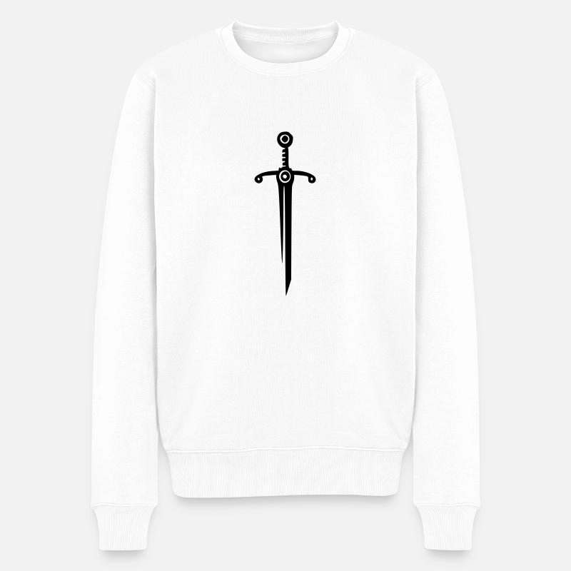 Schwert - Männer Premium Bio Pullover - Weiß
