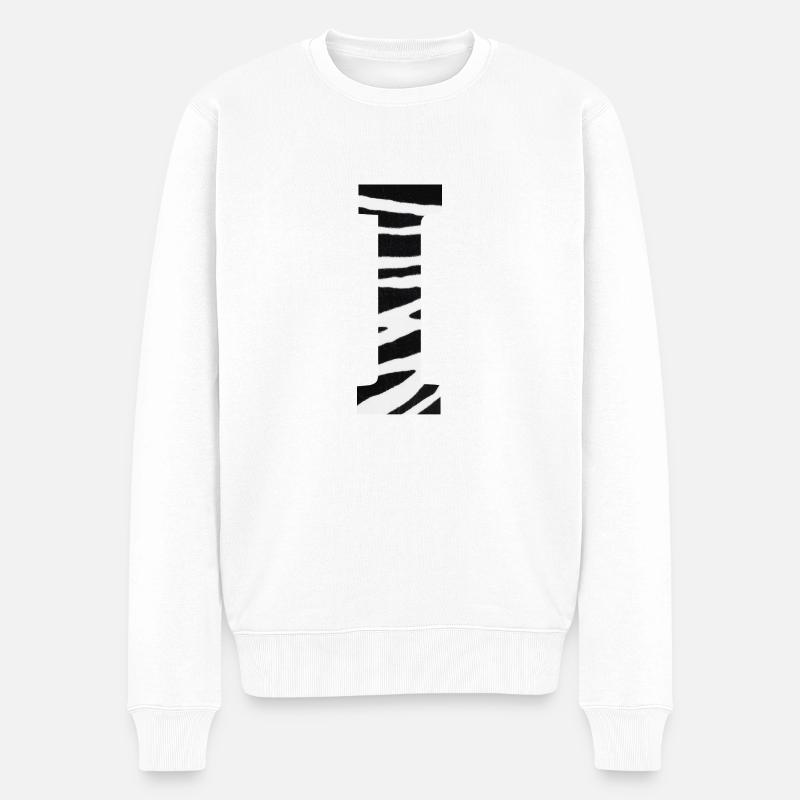 Buchstabe i Zebra - Männer Premium Bio Pullover - Weiß
