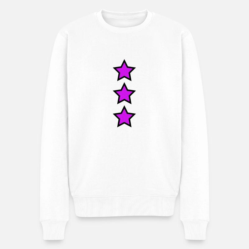 Magenta Sterne - Männer Premium Bio Pullover - Weiß