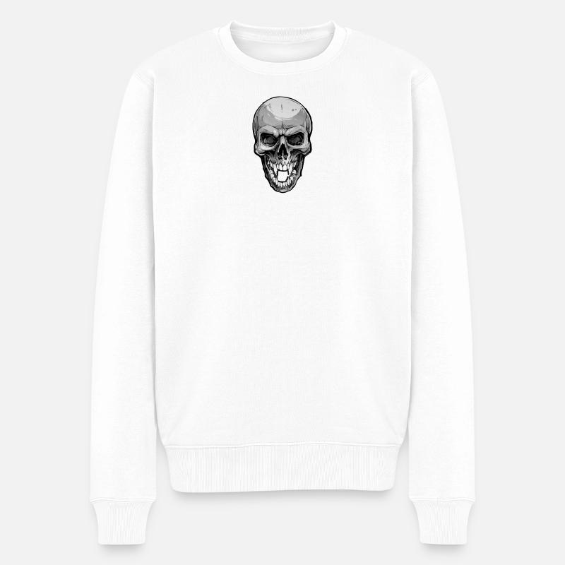 Aggressiver Halloween Totenschädel - Männer Premium Bio Pullover - Weiß