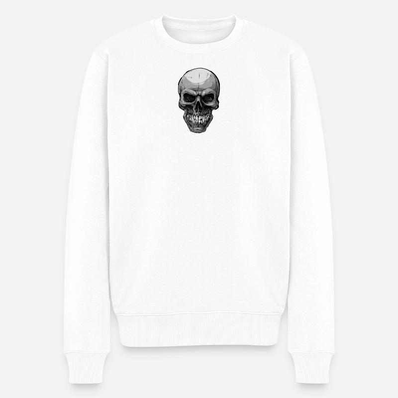 Halloween Totenschädel - Männer Premium Bio Pullover - Weiß