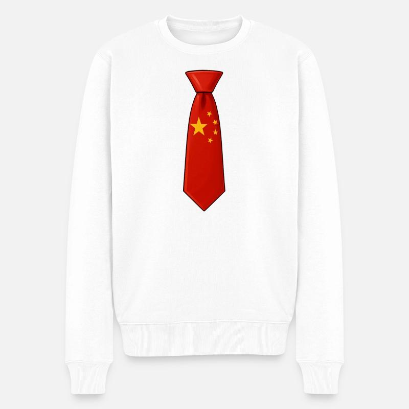 China-Krawatte – Flaggendesign - Männer Premium Bio Pullover - Weiß