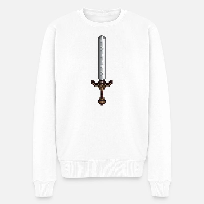 Schwert-Pixelkunst im Retro-Stil 8-Bit-Stil - Männer Premium Bio Pullover - Weiß