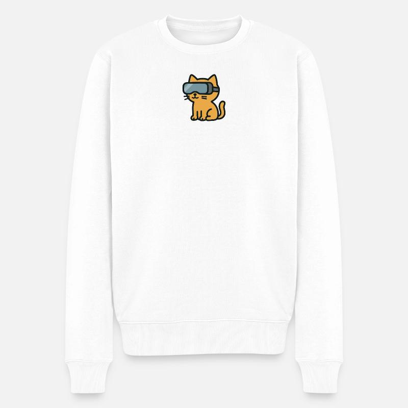 VR Chat: Das immersive Katzenabenteuer - Männer Premium Bio Pullover - Weiß