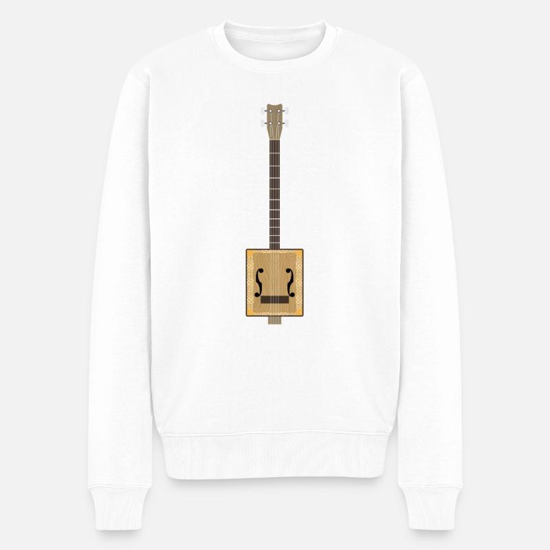 Guitare Cigar Box - Pull Premium bio Homme - blanc