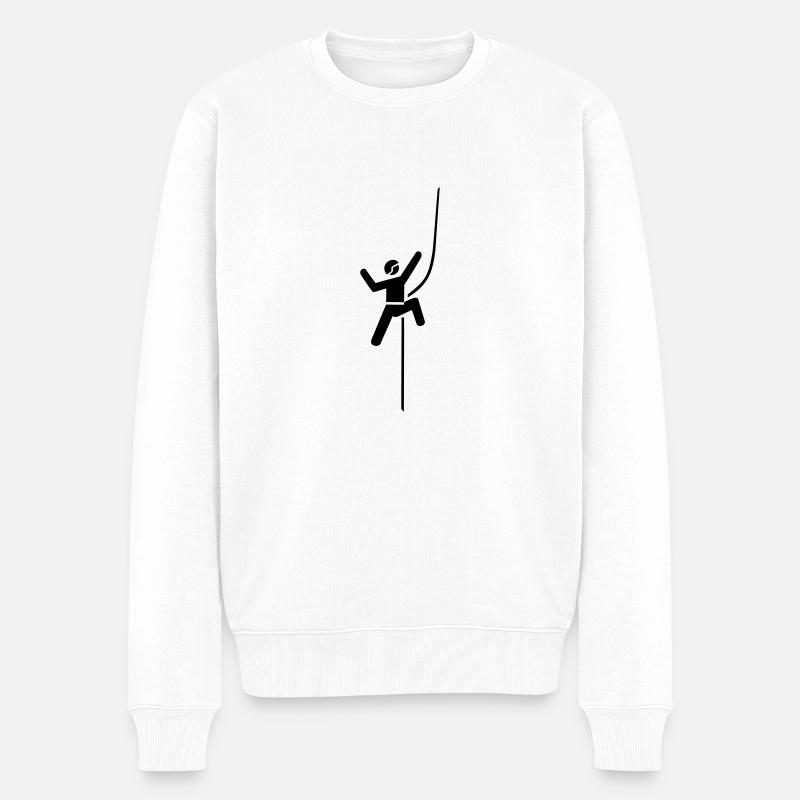 kletterer bergsteiger climbing - Männer Premium Bio Pullover - Weiß