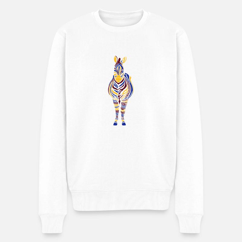 Zebra bunt 3-farbig - Männer Premium Bio Pullover - Weiß