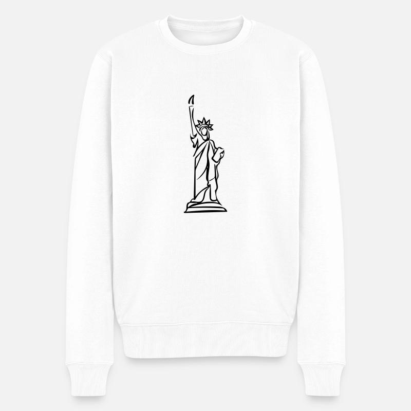 Freiheitsstatue Line Art - Minimalistisch - Männer Premium Bio Pullover - Weiß