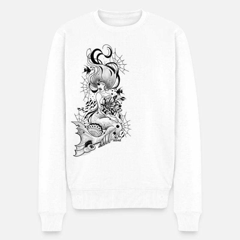 Meerjungfrau - Männer Premium Bio Pullover - Weiß