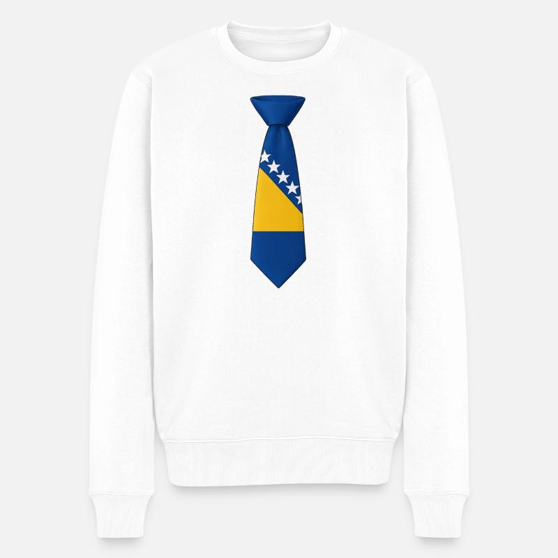 Bosnia Tie – Flaggendesign - Männer Premium Bio Pullover - Weiß