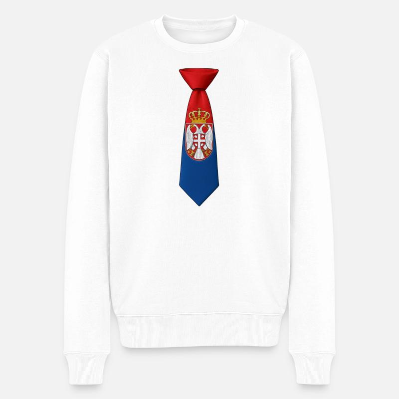 Serbia Tie – Flaggendesign - Männer Premium Bio Pullover - Weiß