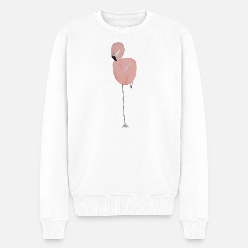 Pastell-Aquarell Flamingo - Männer Premium Bio Pullover - Weiß