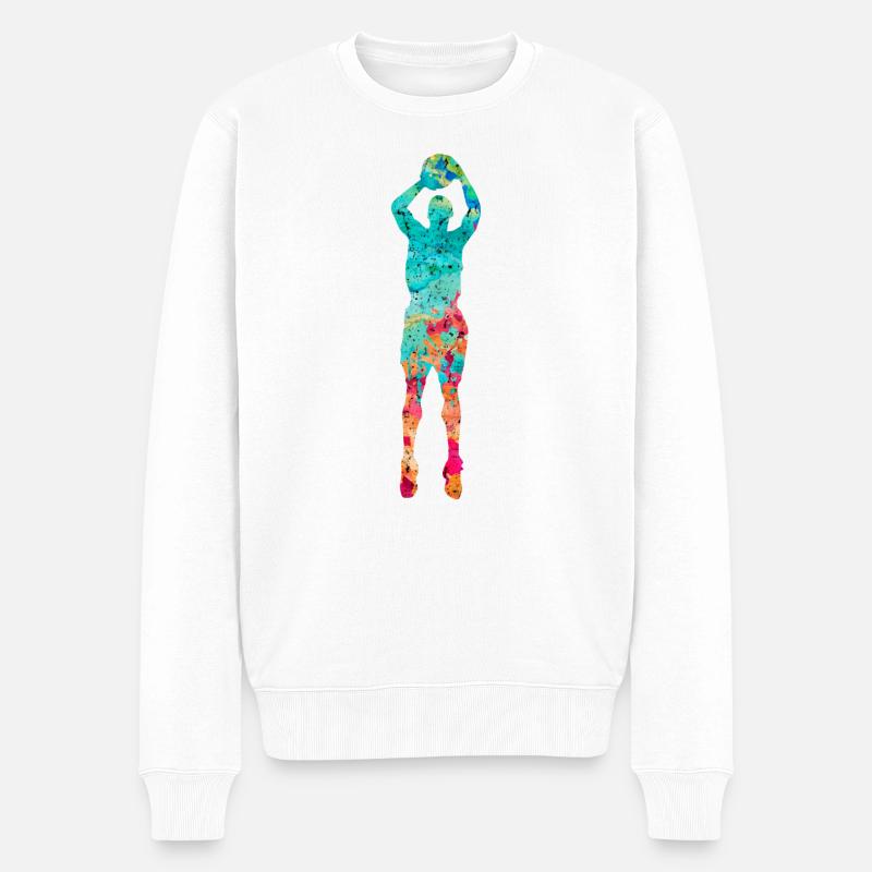 Basketballspieler - PopArt - Männer Premium Bio Pullover - Weiß