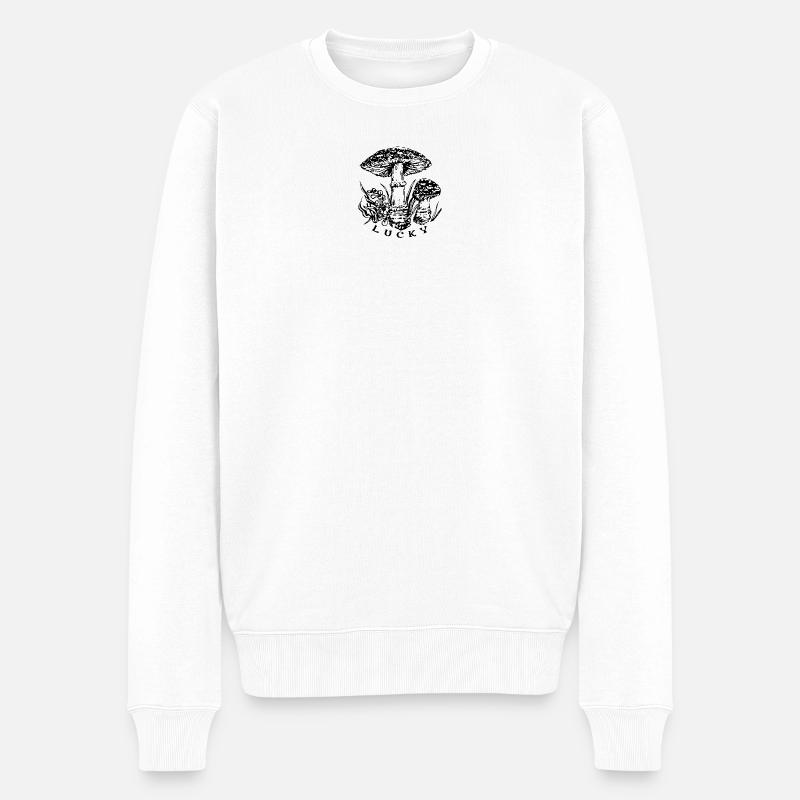 GLÜCKLICH - Männer Premium Bio Pullover - Weiß