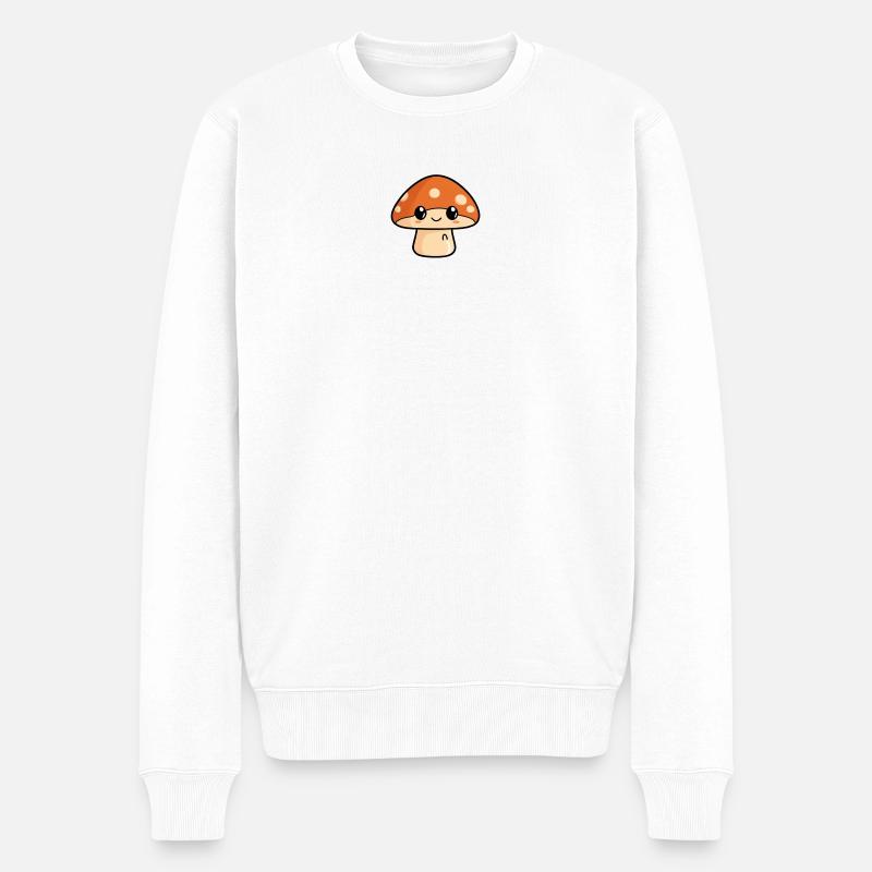 Dessin animé d’un ami champignon câlin - Pull Premium bio Homme - blanc
