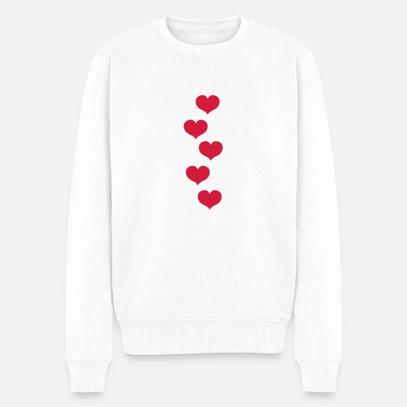 herzen - Männer Premium Bio Pullover - Weiß